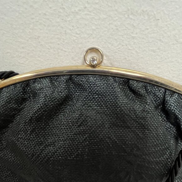 New Vintage 2 black + cream woven straw crossbody shoulder bags small made Italy - Picture 5 of 7